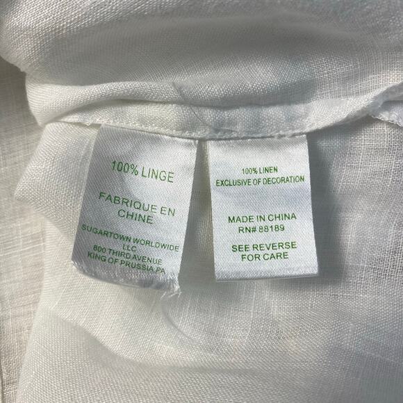 Lilly Pulitzer Amelia Island White Blue Linen Tunic Top Size Small Coastal - Picture 8 of 9